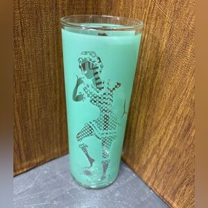 1 vintage tall cups glasses turquoise dancer risqué frosted swimsuits
